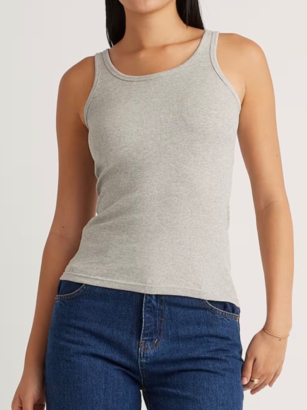 Organic Cotton Micro-Rib Scoop Neck Tank - Grey - Small